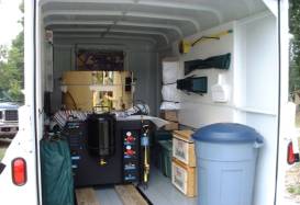 Image - inside rear view of 6 x 12 tandem trailer loaded with equipment package